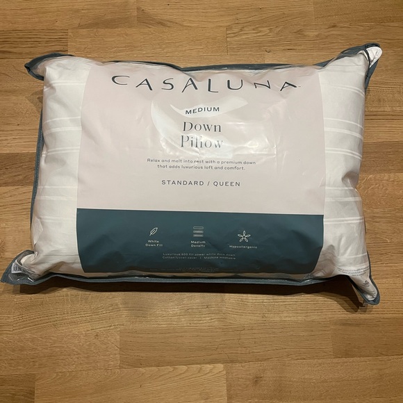 Casaluna Medium Down Pillow - White and Gray - Picture 1 of 7